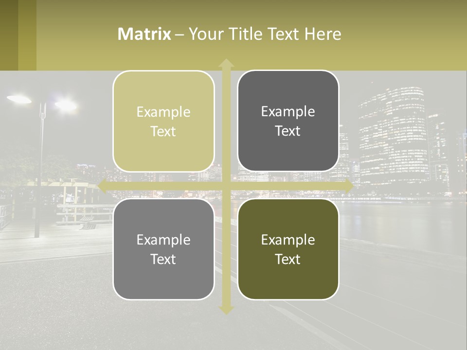 A City Skyline At Night With Lights On PowerPoint Template