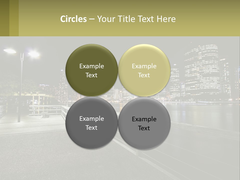 A City Skyline At Night With Lights On PowerPoint Template