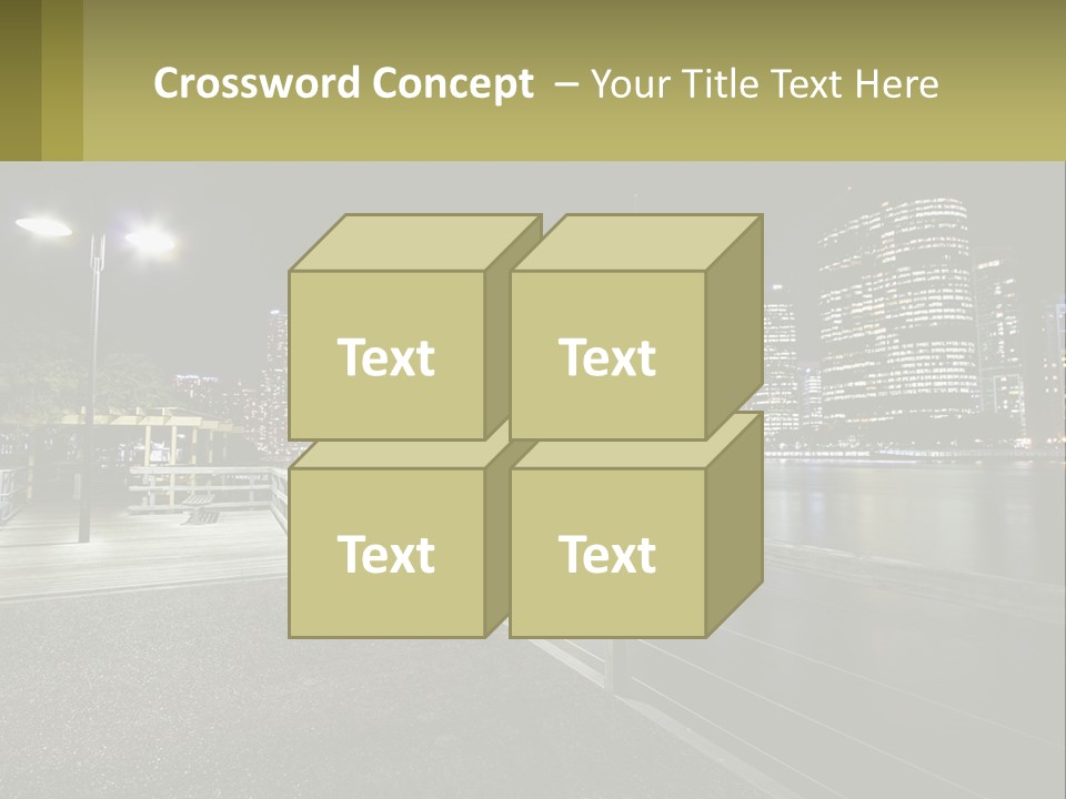 A City Skyline At Night With Lights On PowerPoint Template
