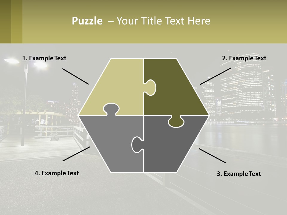 A City Skyline At Night With Lights On PowerPoint Template