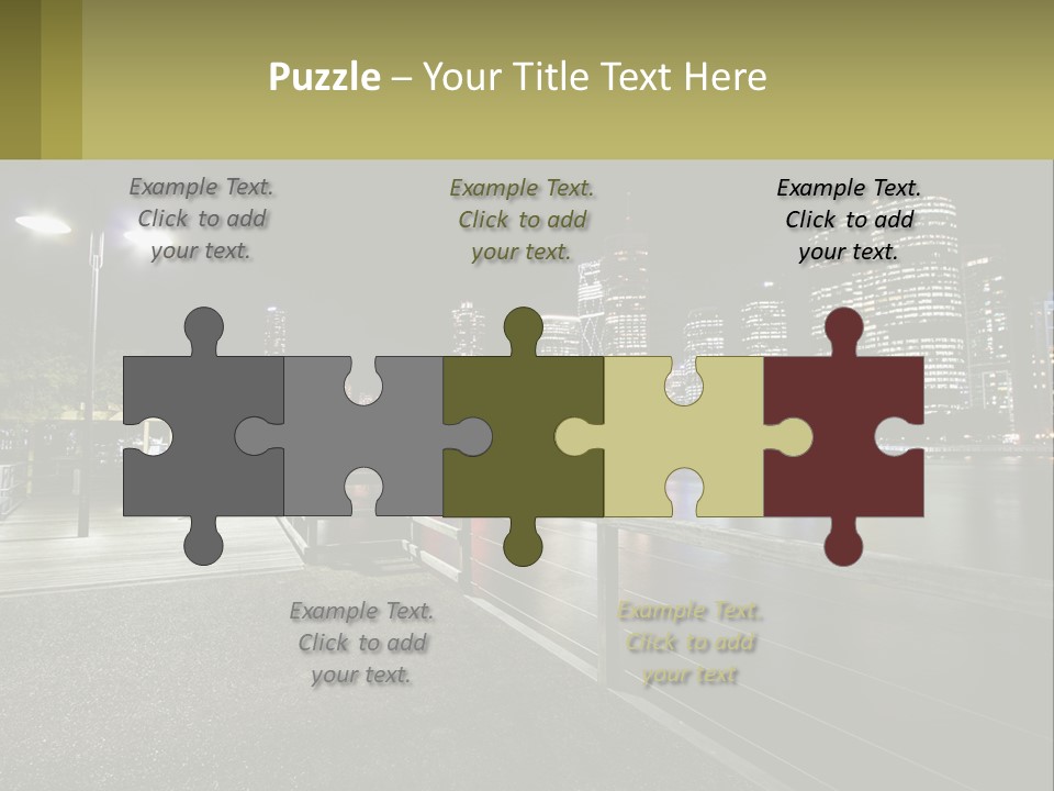 A City Skyline At Night With Lights On PowerPoint Template