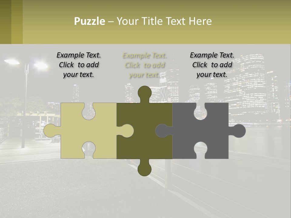 A City Skyline At Night With Lights On PowerPoint Template