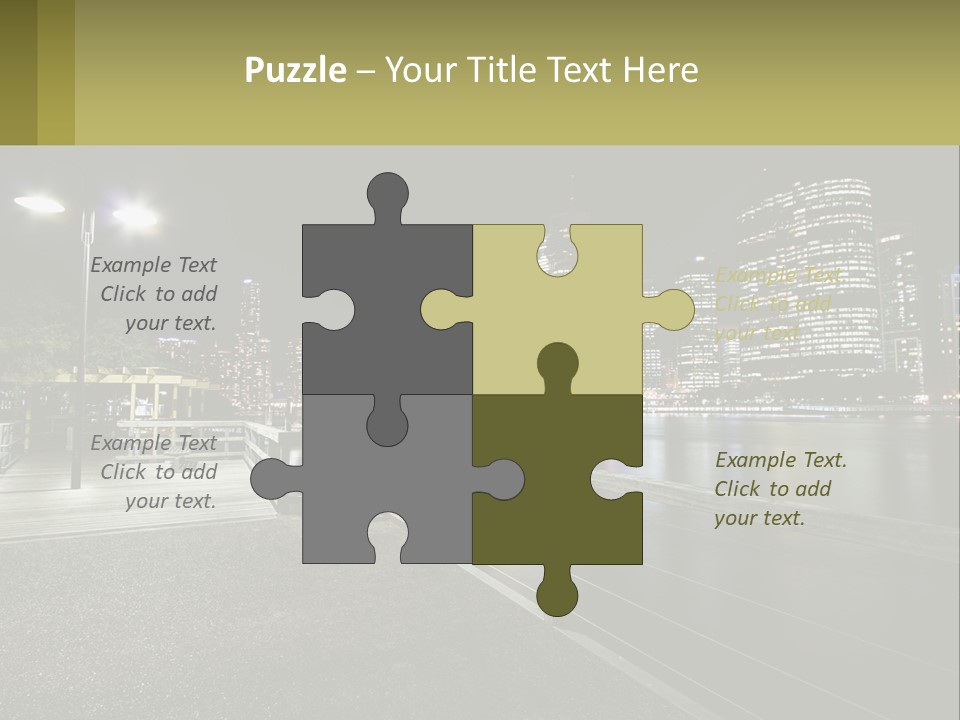 A City Skyline At Night With Lights On PowerPoint Template