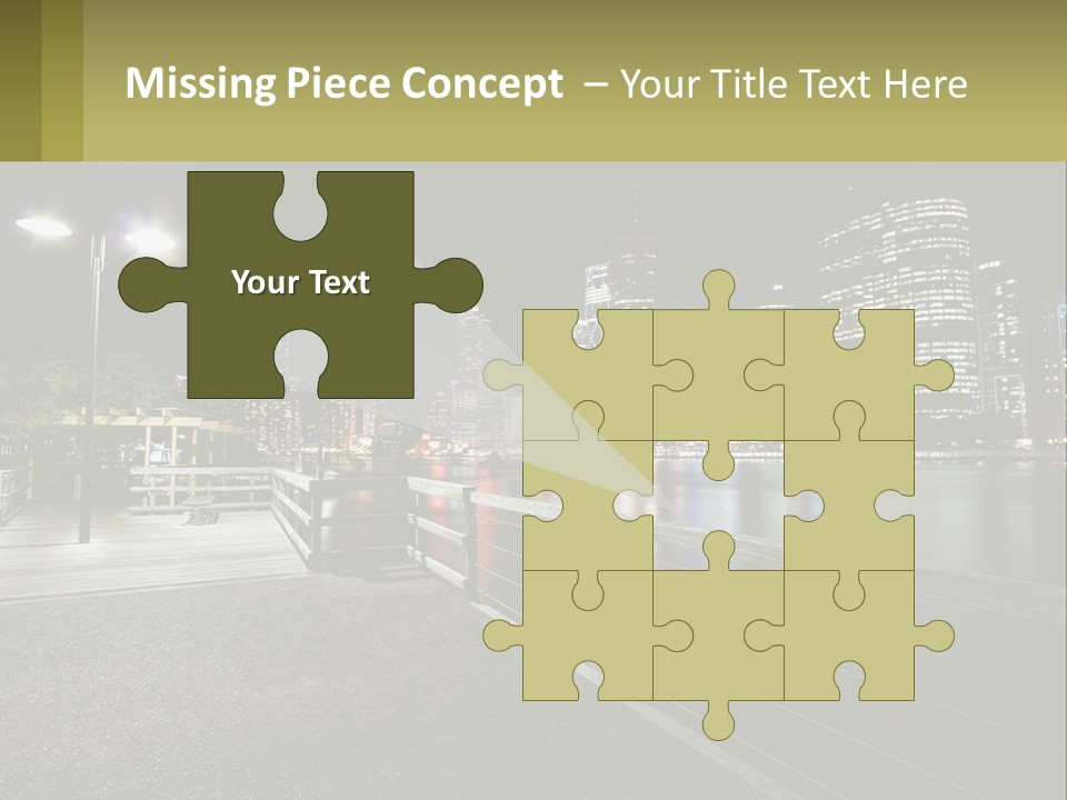 A City Skyline At Night With Lights On PowerPoint Template