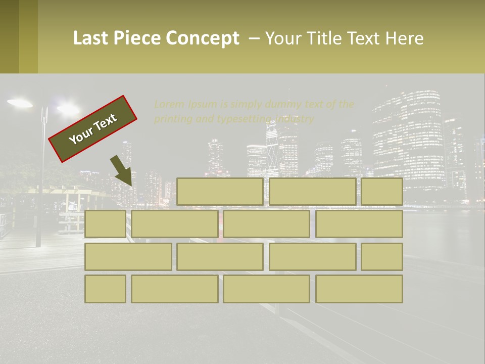 A City Skyline At Night With Lights On PowerPoint Template