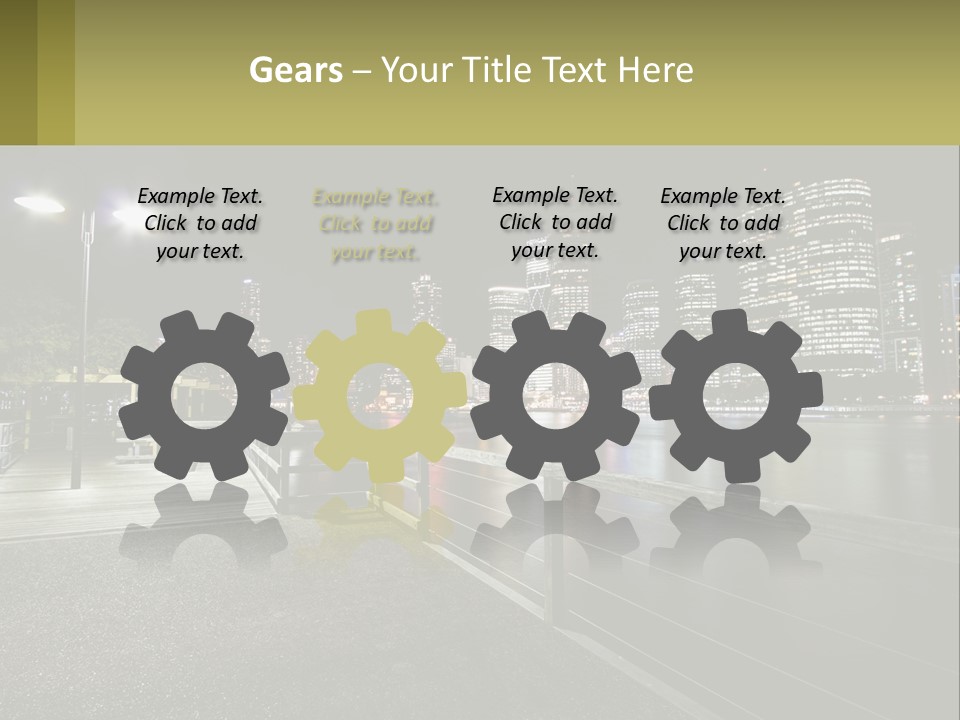 A City Skyline At Night With Lights On PowerPoint Template