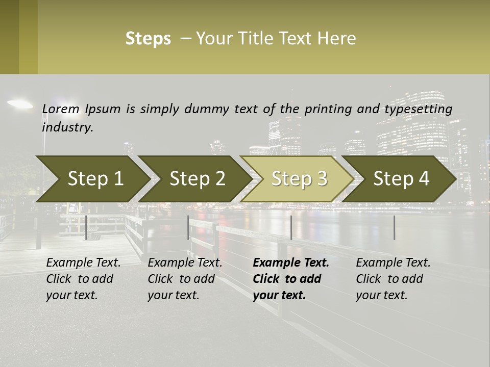 A City Skyline At Night With Lights On PowerPoint Template