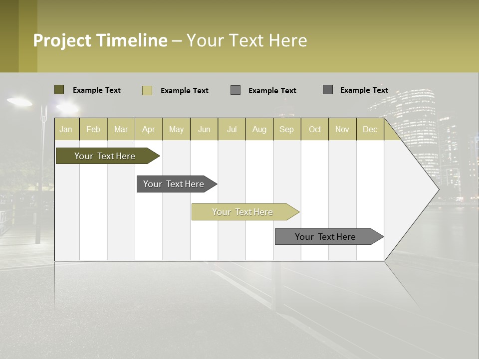 A City Skyline At Night With Lights On PowerPoint Template