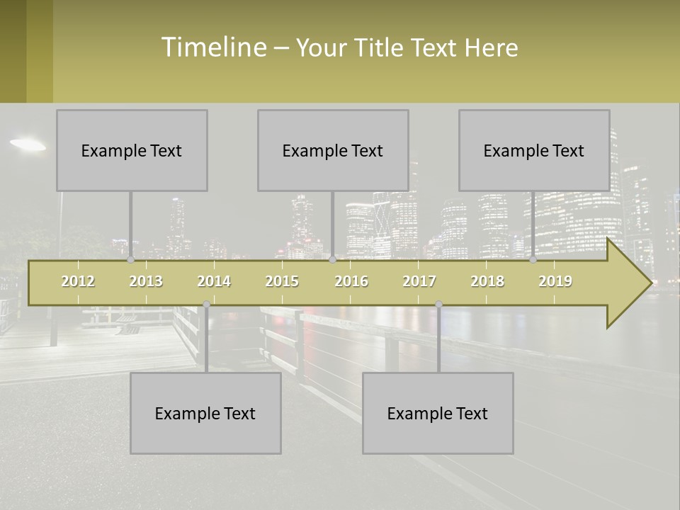 A City Skyline At Night With Lights On PowerPoint Template