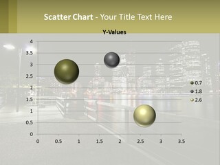 A City Skyline At Night With Lights On PowerPoint Template