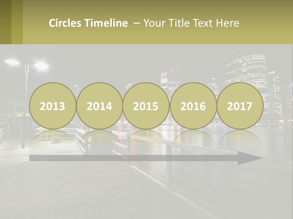 A City Skyline At Night With Lights On PowerPoint Template