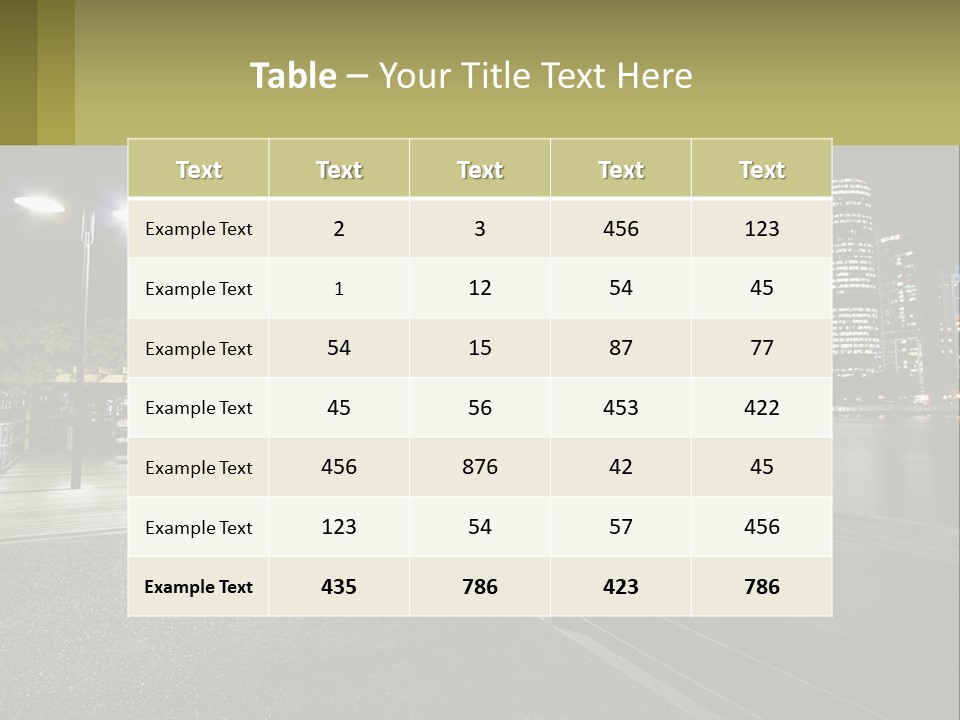 A City Skyline At Night With Lights On PowerPoint Template