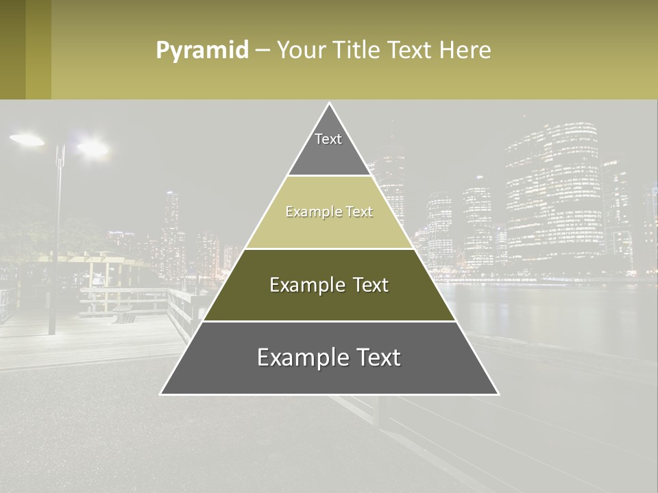 A City Skyline At Night With Lights On PowerPoint Template
