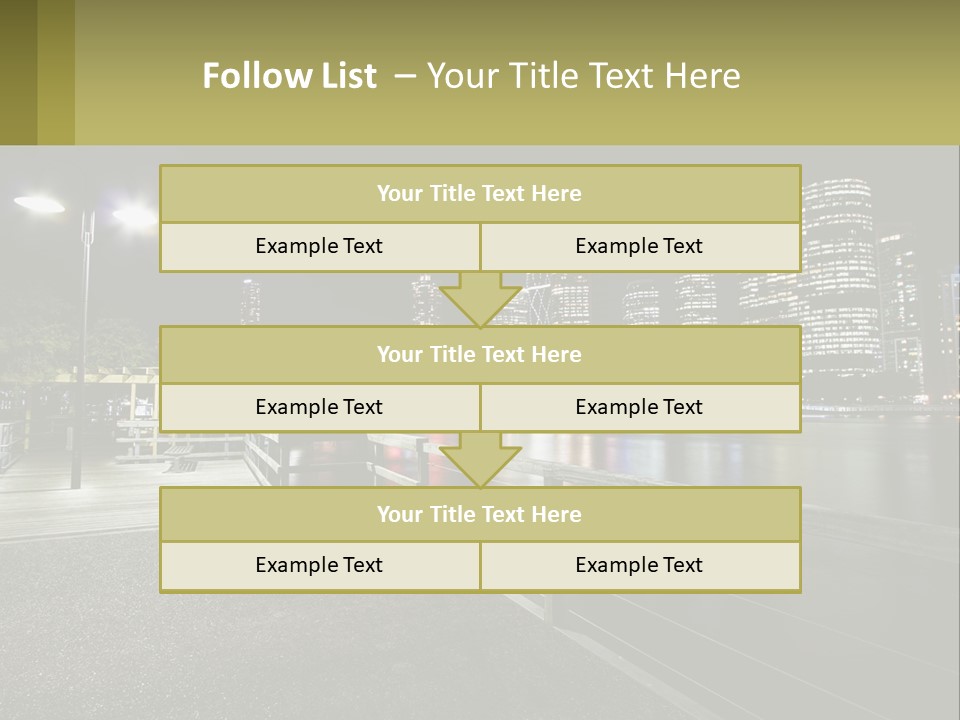 A City Skyline At Night With Lights On PowerPoint Template
