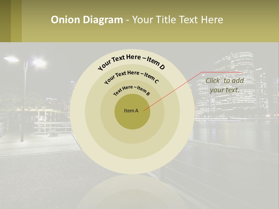 A City Skyline At Night With Lights On PowerPoint Template