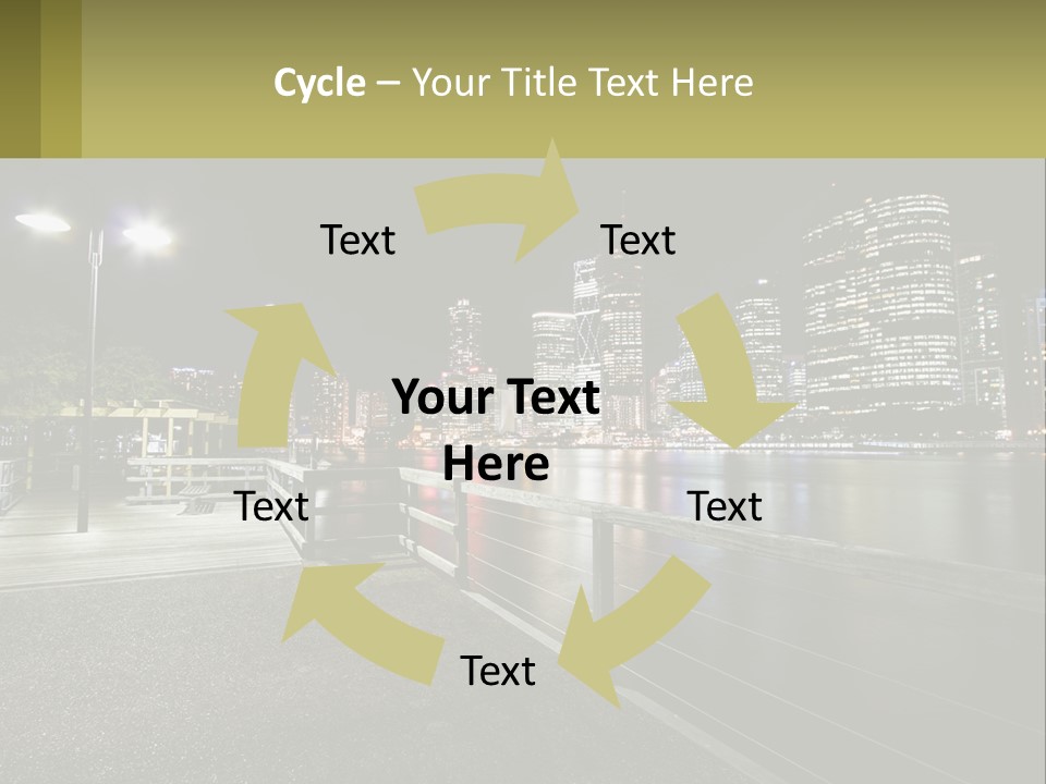 A City Skyline At Night With Lights On PowerPoint Template