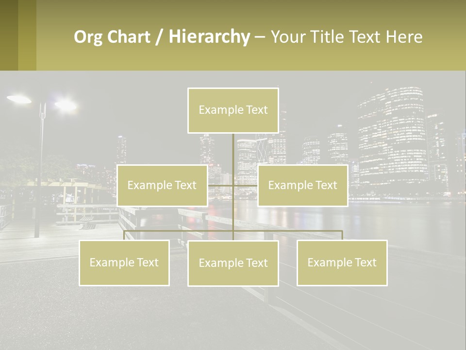 A City Skyline At Night With Lights On PowerPoint Template