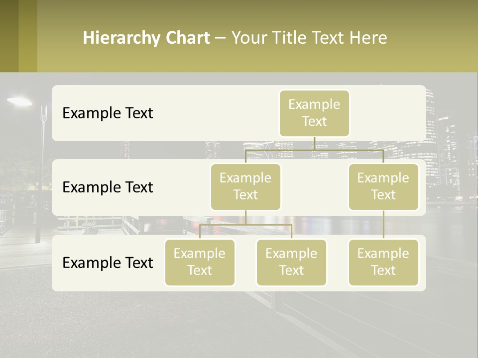 A City Skyline At Night With Lights On PowerPoint Template