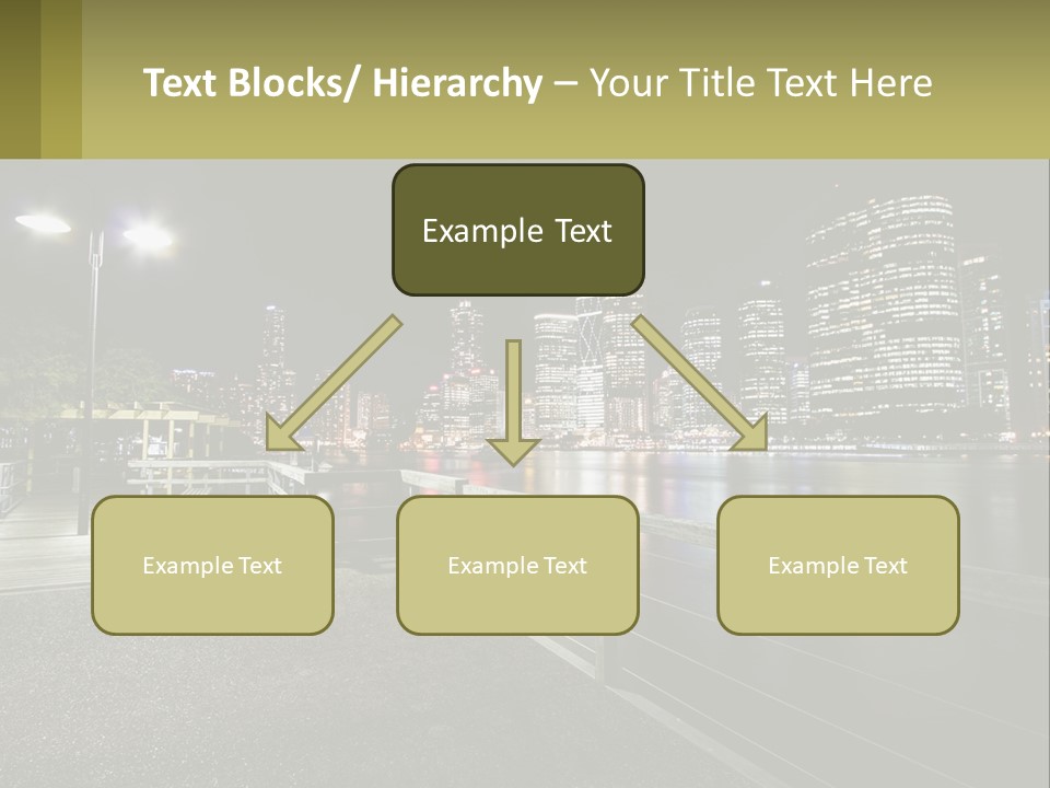 A City Skyline At Night With Lights On PowerPoint Template