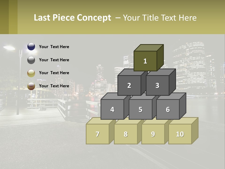 A City Skyline At Night With Lights On PowerPoint Template