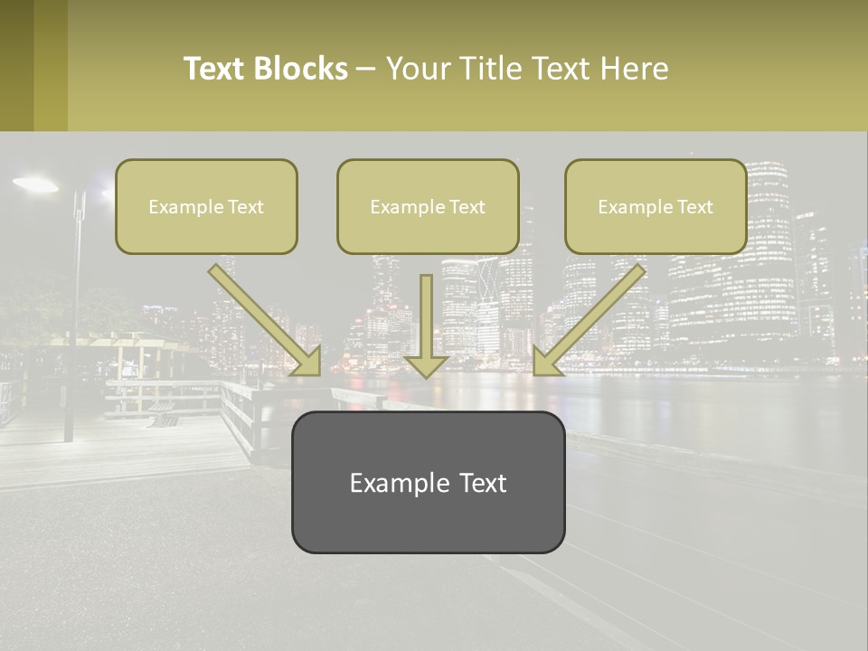 A City Skyline At Night With Lights On PowerPoint Template