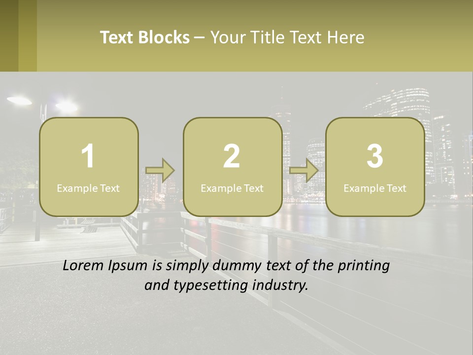 A City Skyline At Night With Lights On PowerPoint Template
