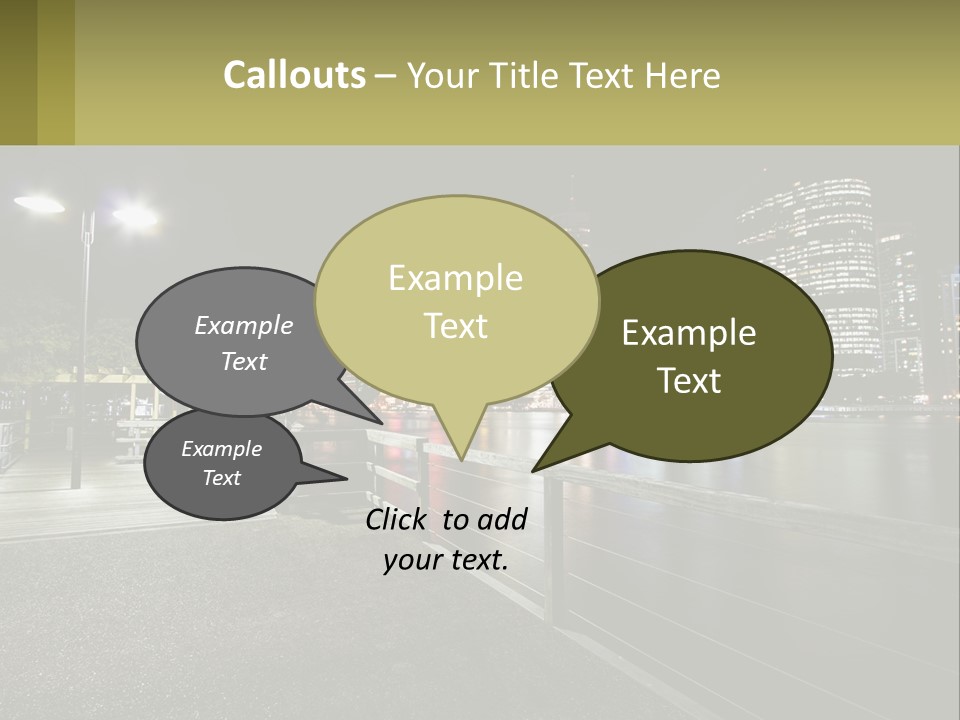 A City Skyline At Night With Lights On PowerPoint Template