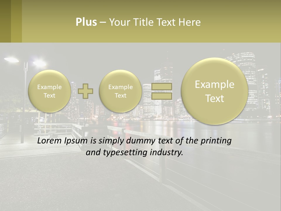 A City Skyline At Night With Lights On PowerPoint Template