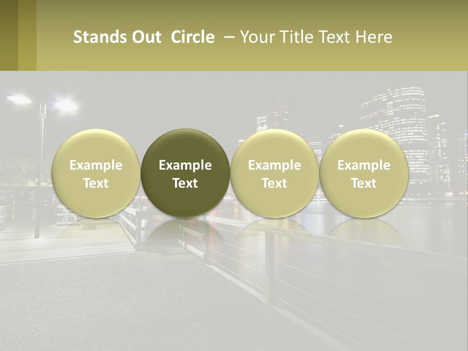 A City Skyline At Night With Lights On PowerPoint Template