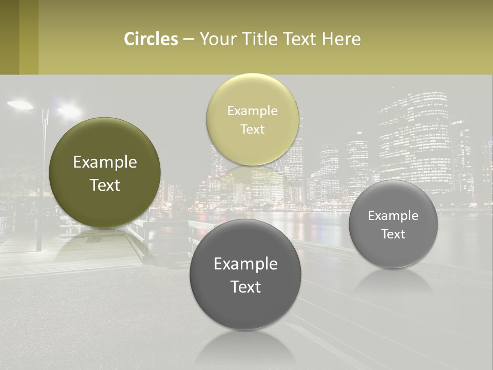 A City Skyline At Night With Lights On PowerPoint Template