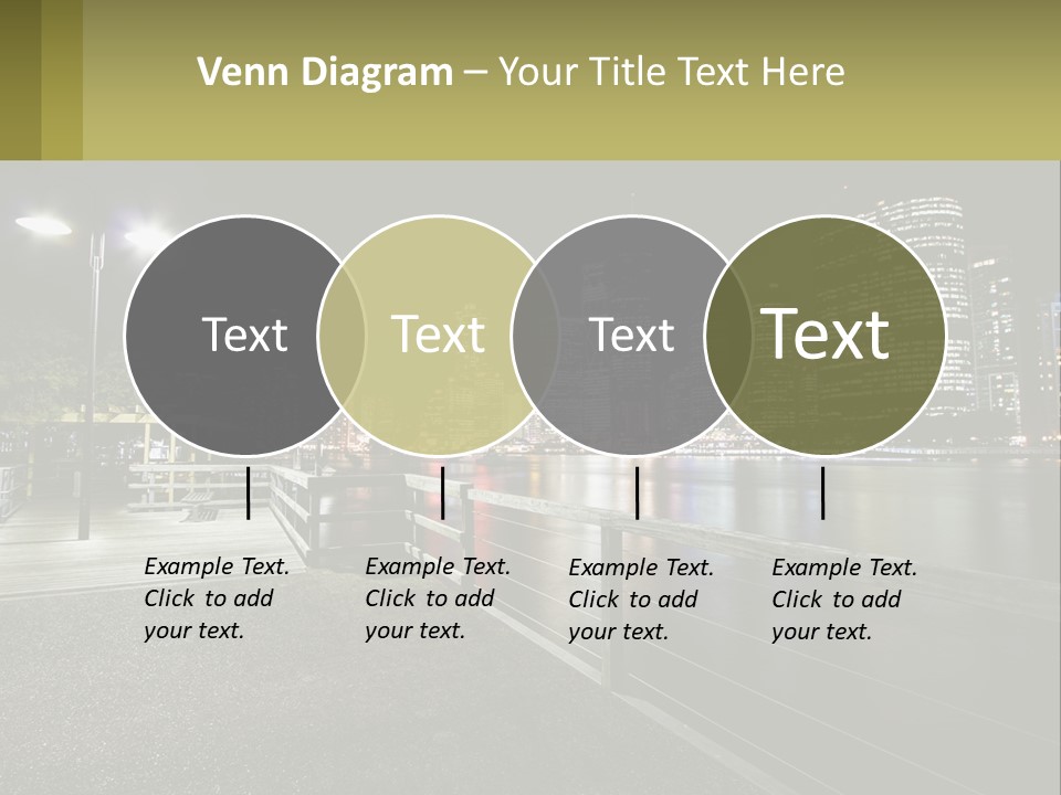 A City Skyline At Night With Lights On PowerPoint Template