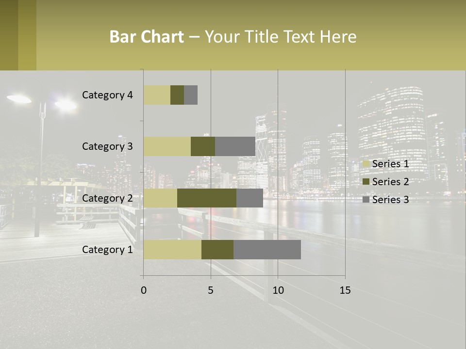 A City Skyline At Night With Lights On PowerPoint Template