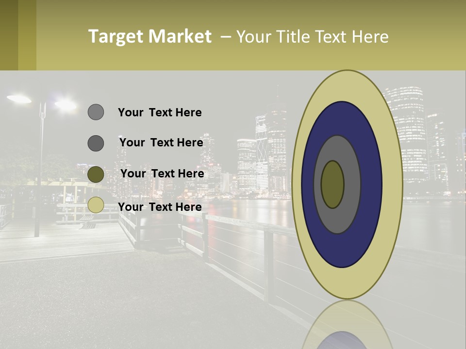 A City Skyline At Night With Lights On PowerPoint Template