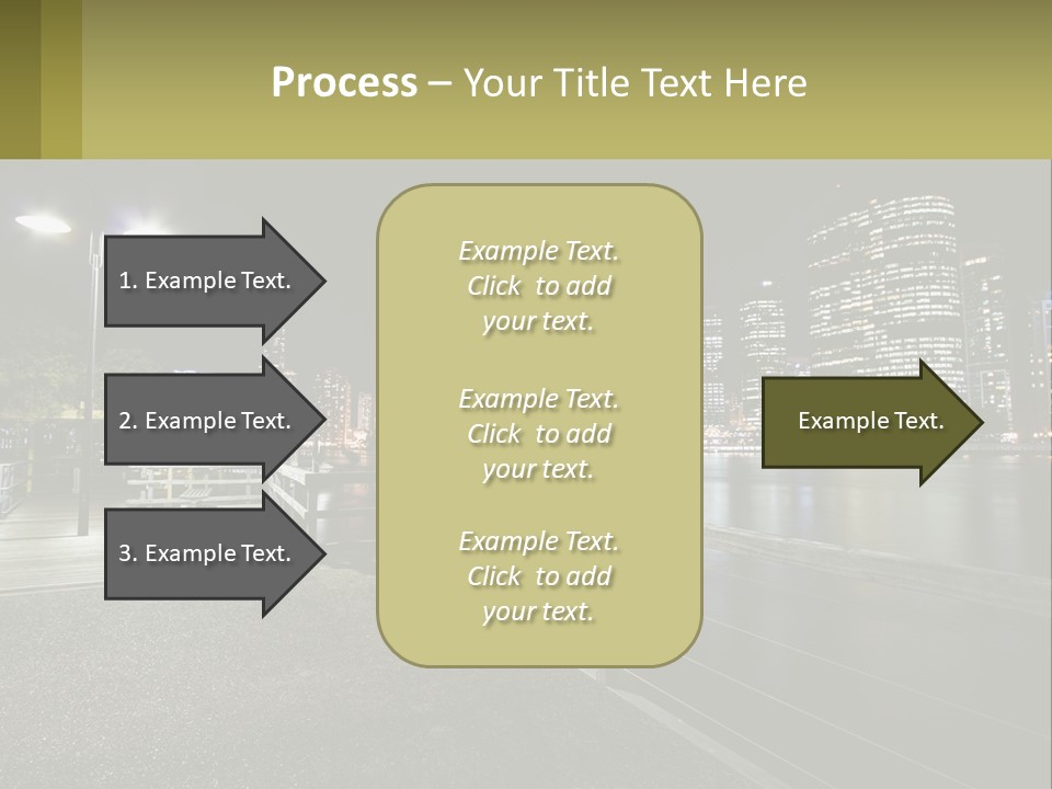 A City Skyline At Night With Lights On PowerPoint Template