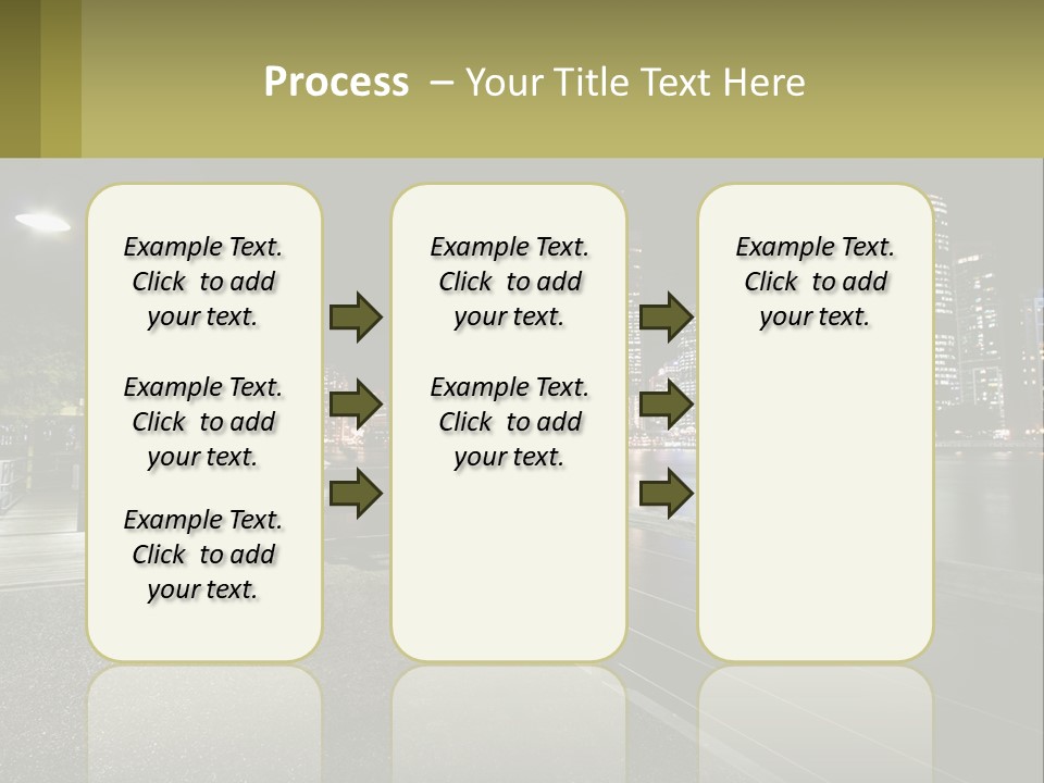 A City Skyline At Night With Lights On PowerPoint Template