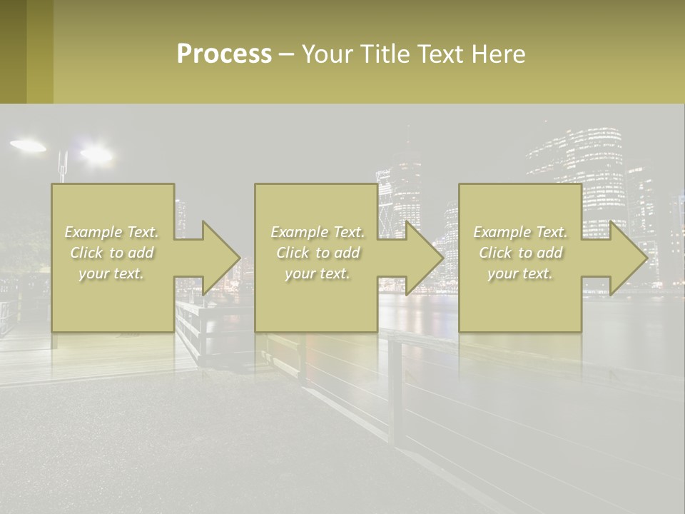 A City Skyline At Night With Lights On PowerPoint Template