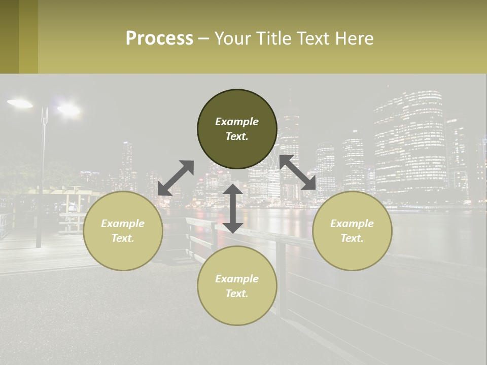 A City Skyline At Night With Lights On PowerPoint Template