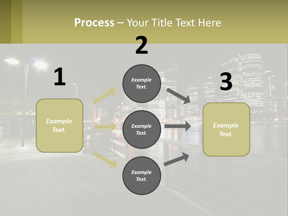 A City Skyline At Night With Lights On PowerPoint Template