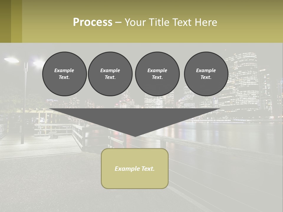 A City Skyline At Night With Lights On PowerPoint Template
