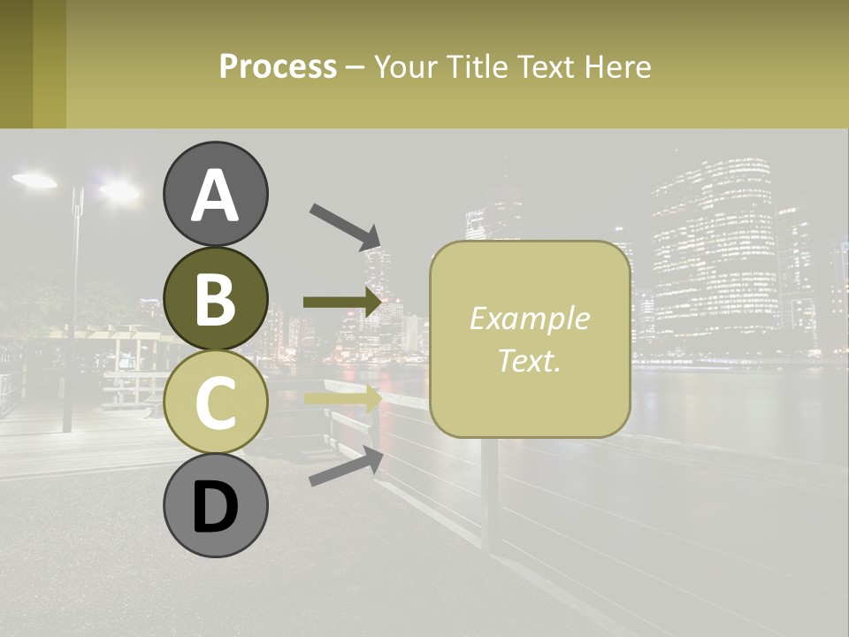 A City Skyline At Night With Lights On PowerPoint Template