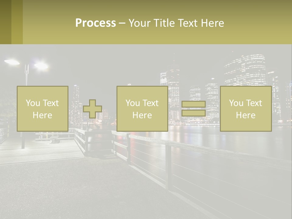 A City Skyline At Night With Lights On PowerPoint Template