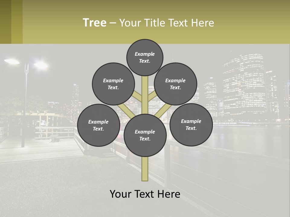 A City Skyline At Night With Lights On PowerPoint Template