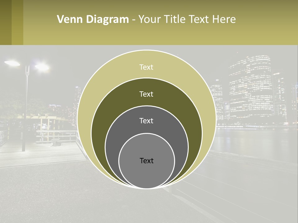 A City Skyline At Night With Lights On PowerPoint Template