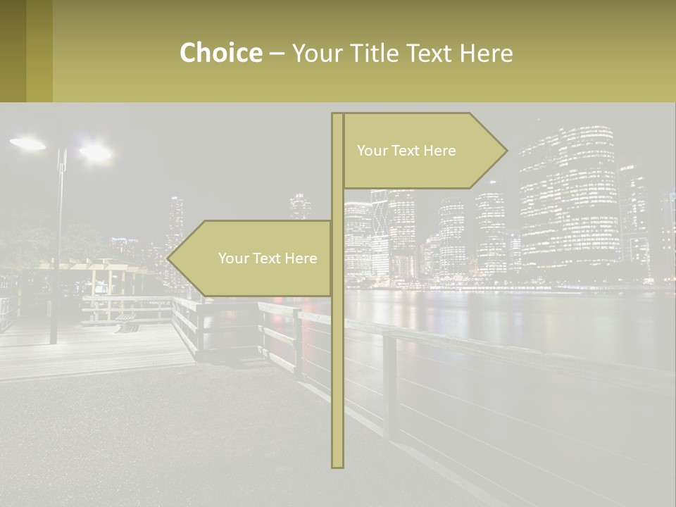 A City Skyline At Night With Lights On PowerPoint Template