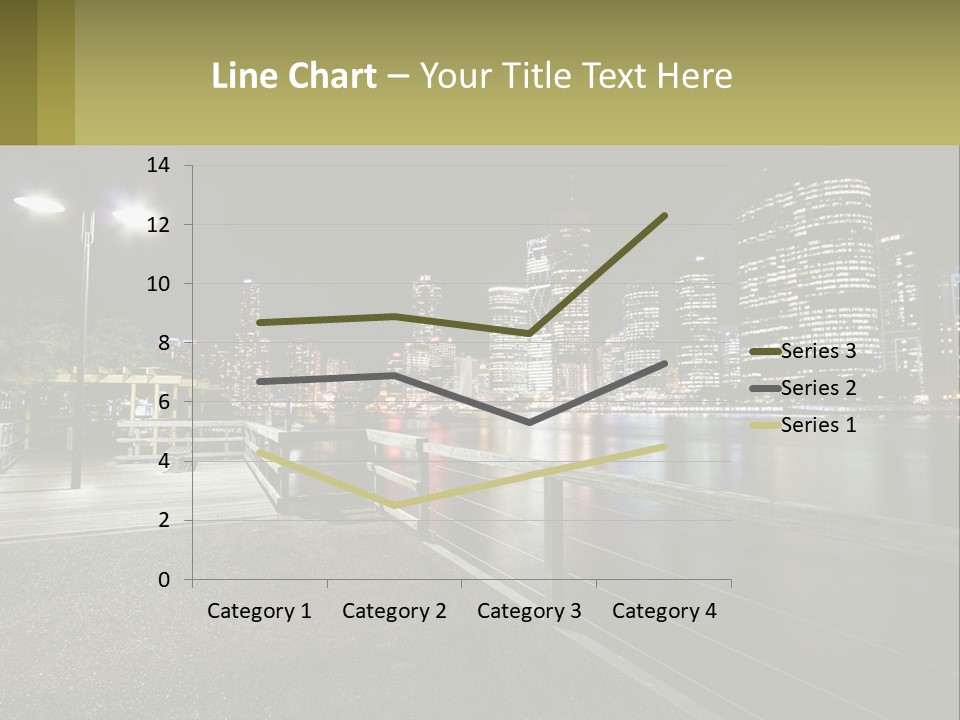 A City Skyline At Night With Lights On PowerPoint Template
