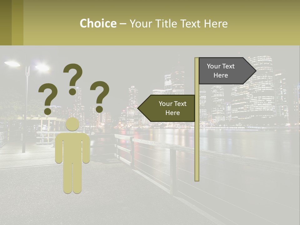 A City Skyline At Night With Lights On PowerPoint Template