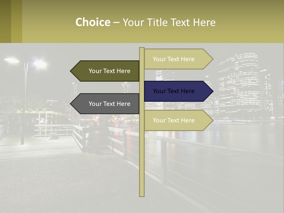 A City Skyline At Night With Lights On PowerPoint Template