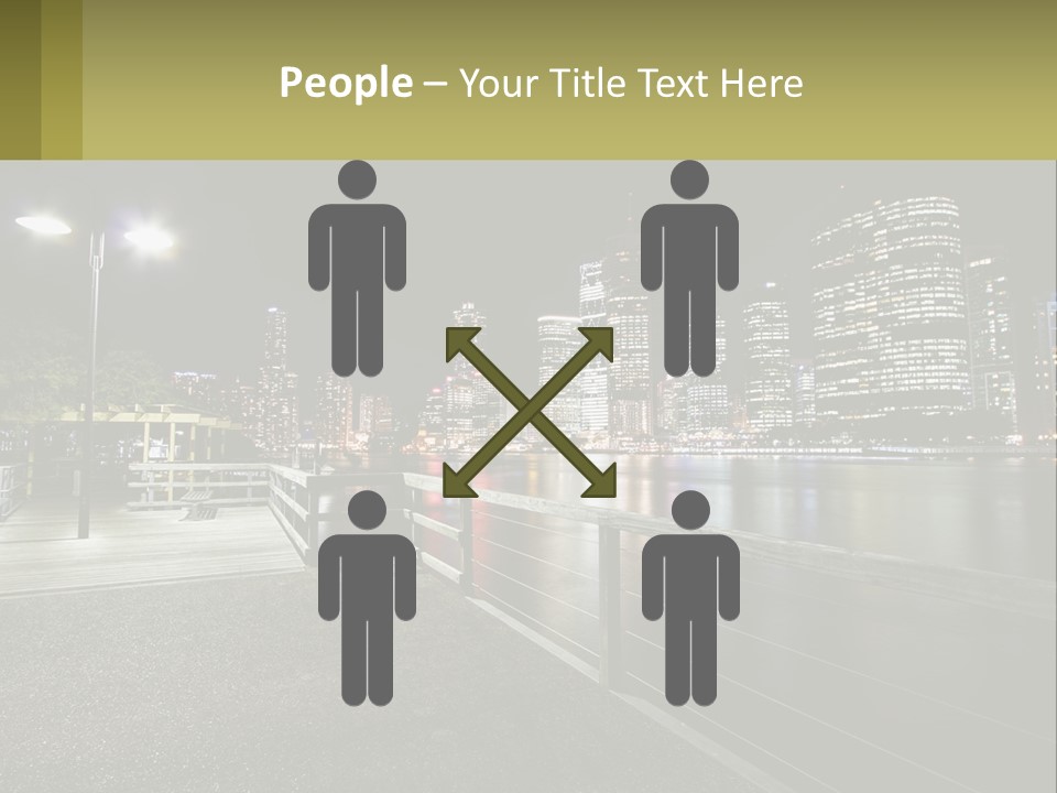 A City Skyline At Night With Lights On PowerPoint Template