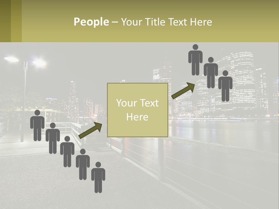 A City Skyline At Night With Lights On PowerPoint Template