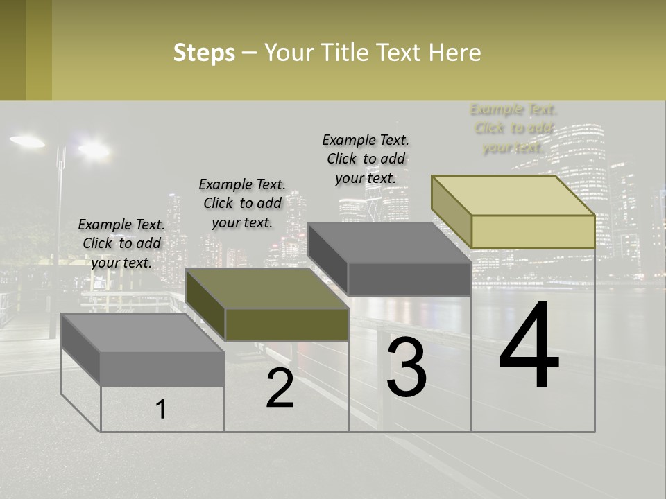 A City Skyline At Night With Lights On PowerPoint Template